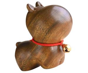 Beaupretty Handmade Brown Sandalwood Hippo Figurine High Durability and Great Hand Feeling, Simple Artistic Wooden Carving for Yoga and Office Home Ornament