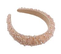 Beaupretty Handmade Crystal Beaded Headband Coffee Color Women Chic Headdress Hair Accessory for Elegant Occasion