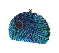 Beaupretty Handmade Peacock Green Sequin Clutch Bag Elegant Vintage Evening Purse for Women Wedding Party Banquet Chic Retro Beaded Handbag
