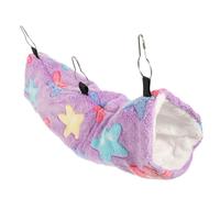Beaupretty Hanging Small Pet Bed for Hamster and Guinea Pig, Thickened Cotton Winter Warm Cage Hammock with Star Purple Fabric, Suitable for Hedgehog and Chinchilla Habitats