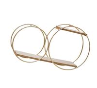 Beaupretty Hanging Storage Rack Wall Shelf Wall Hanging Rack round Shape Golden Metal and Wood Unique and Beautiful Design Secure Frame for Bedroom and Office Small Items and Stationery