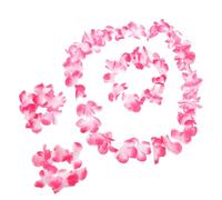 Beaupretty Hawaiian Flower Necklace Headband Bracelet Set Durable Cloth Accessories for Beach Parties Weddings Luau Celebrations Unique Tropical Design Pink for Hawaii Themed Events