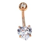 Beaupretty Heart Zirconia Navel Ring Surgical Stainless Steel Belly Button Jewelry for Women Non-Allergenic for Everyday Wear