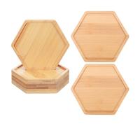 Beaupretty Hexagon Flower Drip Tray 6pcs Bamboo Planter Saucers Indoor Saucer for Succulent Desk Office Display Stand