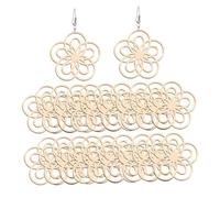 Beaupretty Hollow Wooden Earrings for Women 20pcs Casual Jewelry Lightweight Ear Accessories Original Floral Design for Parties and Festivals