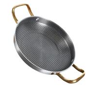 Beaupretty Honeycomb Stainless Steel Frying Pan Thickened Skillet for Seafood and Crayfish with Dent Resistant Surface and Reduced Oil Consumption for Everyday Cooking