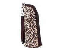 Beaupretty Insulated Bottle Bag with Hanging Rope Portable Breastmilk Storage Carrier Thermal Feeding Bottle Pouch for Travel and Stroller Use Cute Leopard Print Design