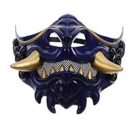 Beaupretty Japanese Samurai Monster Mask Half Face Evil Demon Prajna Lightweight Cosplay Mask for Halloween Party Masquerade with Vivid Colors and Intricate Details
