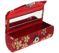 Beaupretty Japanese Style Lipstick Holder with Mirror, Elegant Red Mini Lipstick Organizer Purse Made of Cloth, Convenient for Daily Carry for Parties Or Camping
