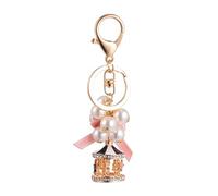 Beaupretty Keychain Accessories Key Holder Merry-go-Round Key Rings Girl Pearl Pendant Key Chain Charms Cute Trendy Christmas Decor Decoration Keychains Backpack Pendants Black Metal