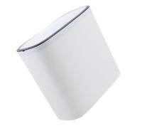 Beaupretty Kitchen Trash Can 2.6 Gallon 10L White Plastic Garbage Container with Press-to-Open Lid for Bathroom Bedroom Office Compact Narrow Bin