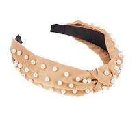 Beaupretty Knot Pearl Hairband for Headband in Khaki Adorable Headdress for Daily Wear Festive Party Accessory Hair Decor