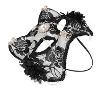 Beaupretty Lace Black Cat Half Face Mask with Rhinestone Fringe for Women, Decorative Masquerade Eye Covering Mask, Party and Halloween Costume Accessory