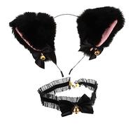 Beaupretty Lace Cat Ear Headband with Bell Choker Lightweight Cosplay Hair Hoop for Women Comfortable Party Accessory Soft Bow Decoration for Makeup and Face Washing