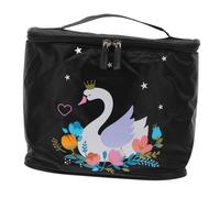 Beaupretty Large Capacity Wash Bag with White Swan Pattern Foldable Travel Toiletry Storage Organizer for Cosmetics and Makeup Tools