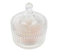 Beaupretty Large round Velour Powder Puff with Dual-sided Ribbon Flower Handle and Glass Case - Skin Tone Makeup Applicator for Loose Powder Setting and Body Dusting