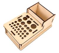 Beaupretty Leather Stamping Tool Holder Wooden Storage Rack DIY Beech Wood Tool Stand Organizer Box Small 240x140x96mm for Craft and Workshop