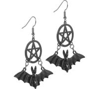 Beaupretty Lightweight Black Alloy Pentagram and Bat Earrings for Women, Gothic Hip Hop Style, Safe for Ear Skin, for Halloween and Carnival Events