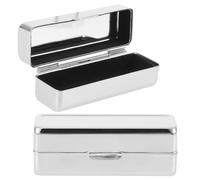 Beaupretty Lipstick Balm Lip Mirror Box Storage, with 2pcs Metal Square Portable Makeup Organizer for and Essential Oil Roller, Elegant Vintage Style Case