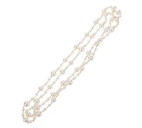 Beaupretty Long Faux White Pearl Necklace for Women Elegant Wraparound Design with Simulated Pearls Bridal Wedding Party Jewelry Accessory Chic Textured Beaded Chain for Versatile Styling