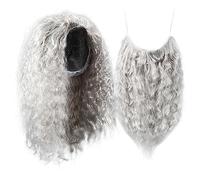Beaupretty Long Gray Wizard Wig Beard Set for Cosplay Halloween Costume Removable Beard with Premium Pet Material Realistic Adult Dress Up Accessory for Party and Photography Prop