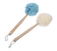 Beaupretty Long Handle Bath Brush Bath Flowers Body Scrubber with Hanging Loop Back Scrubber for Hard to Reach Areas Bathing Accessory for Shower 2 Pack