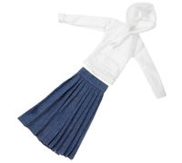 Beaupretty Lovely Small Doll Dress Soft White Sweatshirt Amp Blue Pleated Skirt Outfit Decorative Doll Clothes Accessory Easy Wear Comfortable Fade-resistant Mini Costume