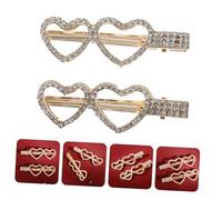 Beaupretty Loving Heart Hairpin 2pcs Rhinestone Bridal Hair Clip Elegant Barrette Decor for Wedding