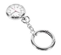 Beaupretty Luminous Pocket Watch with Key Ring for Nurses Durable Movement Convenient Carry Design for Healthcare Professionals Stylish Silver Finish