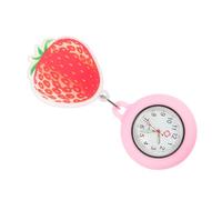 Beaupretty Luminous Strawberry Pocket Watch for Nurses Retractable Silicone Nurse Watch Cute Portable Design for Medical Staff and Students