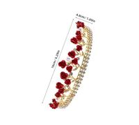 Beaupretty Luxury Red Rose Bridal Headband with Rhinestones Lightweight Alloy Wedding Crown for Brides Prom and Themed Parties Comfortable Floral Hair Jewelry