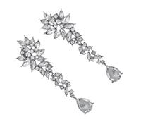 Beaupretty Luxury Rhinestone Long Dangle Earrings for Party Banquet Wedding Lightweight Comfortable Ear Decorations for Women Sparkling Silver Teardrop Jewelry Accessory