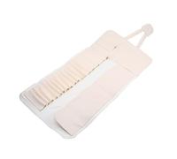 Beaupretty Makeup Brush Bag 18pcs Portable Pu Cosmetic Organizer Storage Pouch for Women Professional Travel Makeup Brush Holder Beige