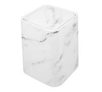 Beaupretty Marble Trash Can with Lid Wastebasket for Kitchen and Bathroom White Plastic Large Capacity