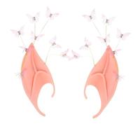Beaupretty Masquerade Fairy Ear Cosplay Lightweight Soft Rubber Pointed Elf Ears with Faux Butterfly Pearl Details for Halloween Theme Parties and Conventions