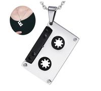Beaupretty Mens Hip Hop Pendant Necklace Titanium Steel Cassette Tape Pendant Fashion Jewelry for Men Women
