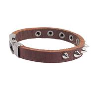 Beaupretty Mens Leather Punk Bracelet Gothic Spiked Cuff Vintage Style Metal and Leather Wristband for Street Dancers Party Wear
