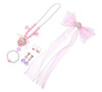 Beaupretty Mermaid Princess Jewelry Set for Shell Necklace Bracelet Ring Earrings Bow Clips Lightweight Skin-friendly Accessories for Role Play Birthday Party Favors