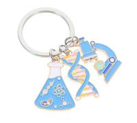 Beaupretty Microscope Blue Zinc Alloy Keychain Charm for Science Lovers