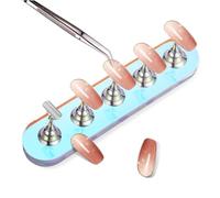 Beaupretty Mini Acrylic Nail Stand and Holder Set for Press on and Fake Nails Iridescent Oval and Silver Large Bases and Display Accessories for Home and Salon Use