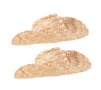 Beaupretty Mini Cowboy Straw Hats 2pcs Miniature Handmade Doll Hats for DIY Crafts Wine Bottle Topper and Medium Dog Accessories