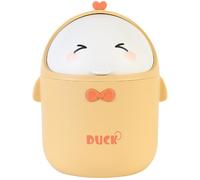 Beaupretty Mini Desk Trash Can Yellow Cartoon Design Plastic Compact Waste Bin for Bathroom and Office