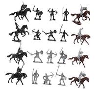 Beaupretty Mini Medieval Knight Figurines Plastic Micro Landscaping Decors with Soldiers Horses for Role Playing and Mini Garden Layouts Safe Non Odor Paint