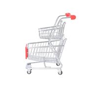 Beaupretty Mini Metal Shopping Cart Storage Basket for Food Serving and Decoration Small Trolley Model Organizer in Red for Office Home Dorm and Restaurant Use