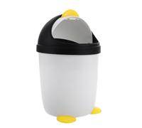 Beaupretty Mini Penguin Trash Can with Lid for Small Plastic Desktop Waste Basket Cute Cartoon Design Encourages Habits Easy to Clean Small Kitchen Trash Can