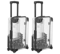 Beaupretty Mini Plastic Suitcase and Space Optimization 2pcs Makeup Storage Box with Portable Design Stylish Trolley Luggage Case for Travel and Birthday Present