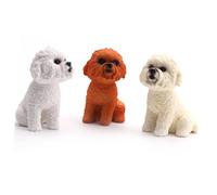 Beaupretty Mini Poodle Model, Solid Beige Pet Dog Ornament, Realistic Miniature Pet Dog Craft Decoration for Playsets and Desktop Display