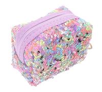 Beaupretty Mini Sequin Coin Purse Keychain Small Zipper Change Wallet Pouch for Women and Compact Bright Rainbow Color Portable Organizer