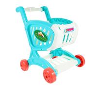 Beaupretty Mini Supermarket Shopping Cart Blue Simulation Push Trolley for Boys and Role Play Basket for Developing Creativity and Hand Eye Coordination