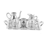 Beaupretty Mini Tea Pot Set Miniature Metal Tea Kettle Decor for Dollhouse Realistic Craft Design for Mini House Accessories Silver Color for DIY Projects